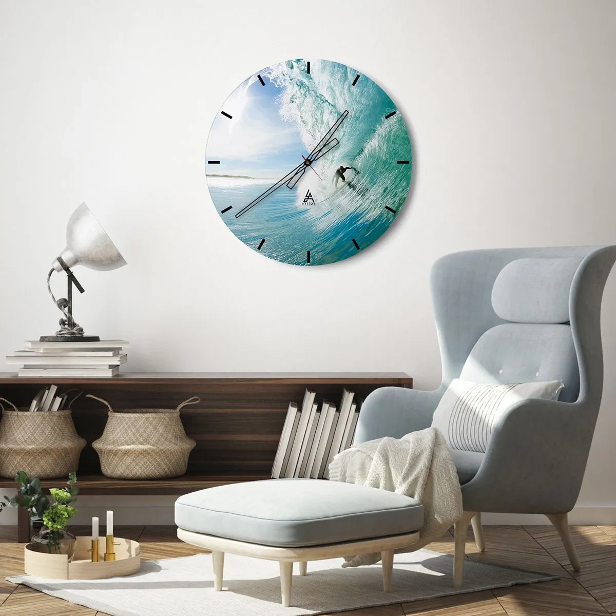 Orologio da parete - Orologio in Vetro - Sempre sull'onda - 40x40 cm