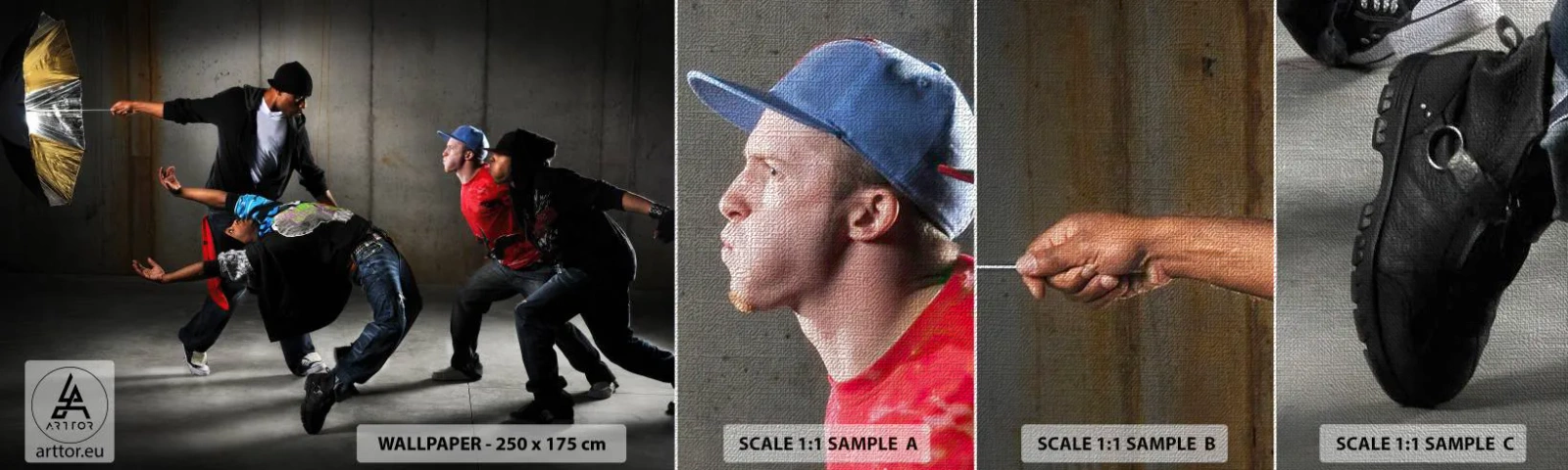 Campione di Fotomurale Premium Canvas - Ballare con il vento della strada - Danza, Musica, Persone - 100x30 cm