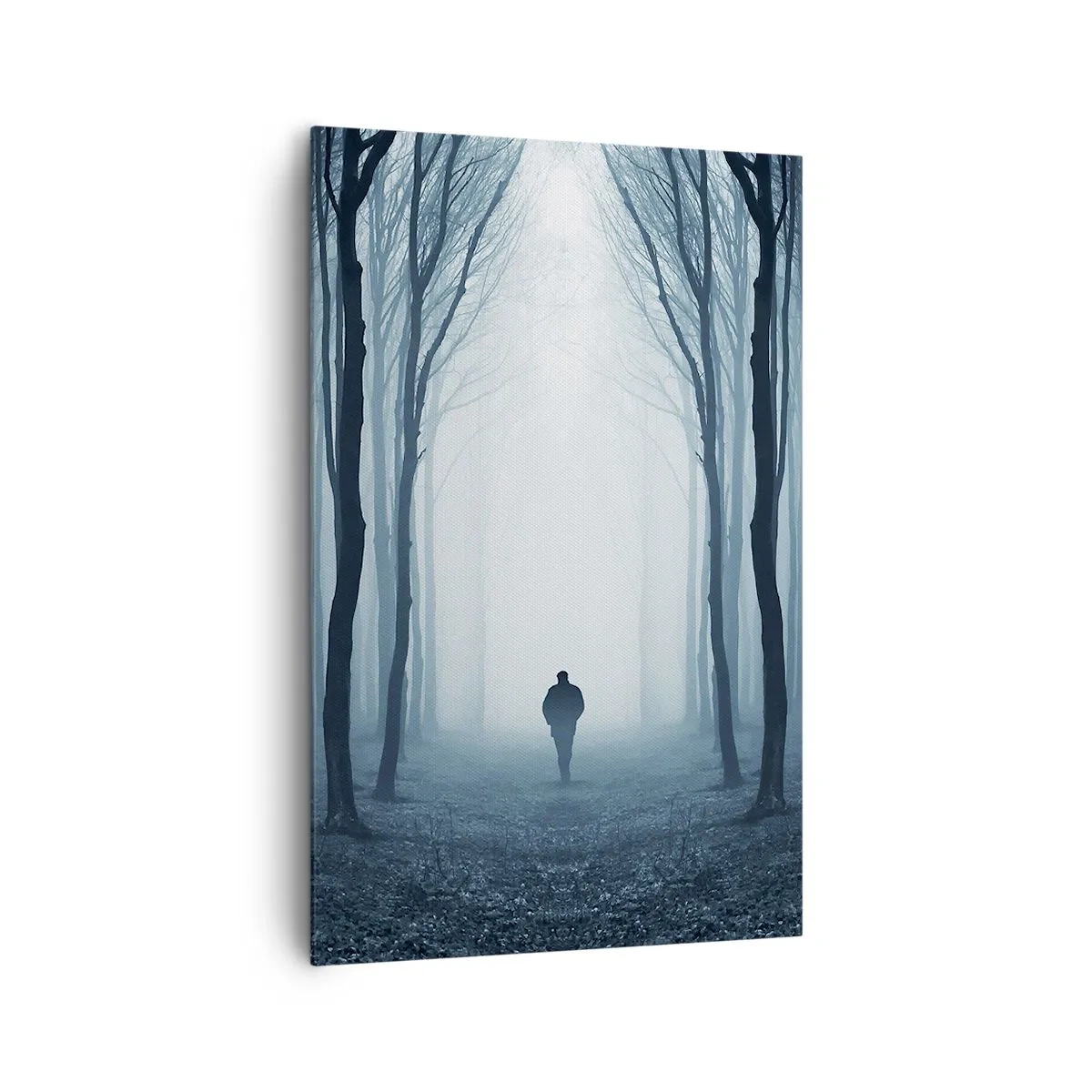 Quadro su tela - Stampe su Tela - Una figura che cammina tra gli alberi in una foresta nebbiosa - 80x120cm - E tutto è semplice e chiaro - Decorazione murale moderna per soggiorno e camera da letto ARTTOR