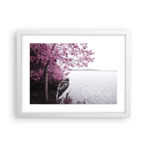 Poster in cornice bianca - Nel silenzio rosa - 40x30 cm
