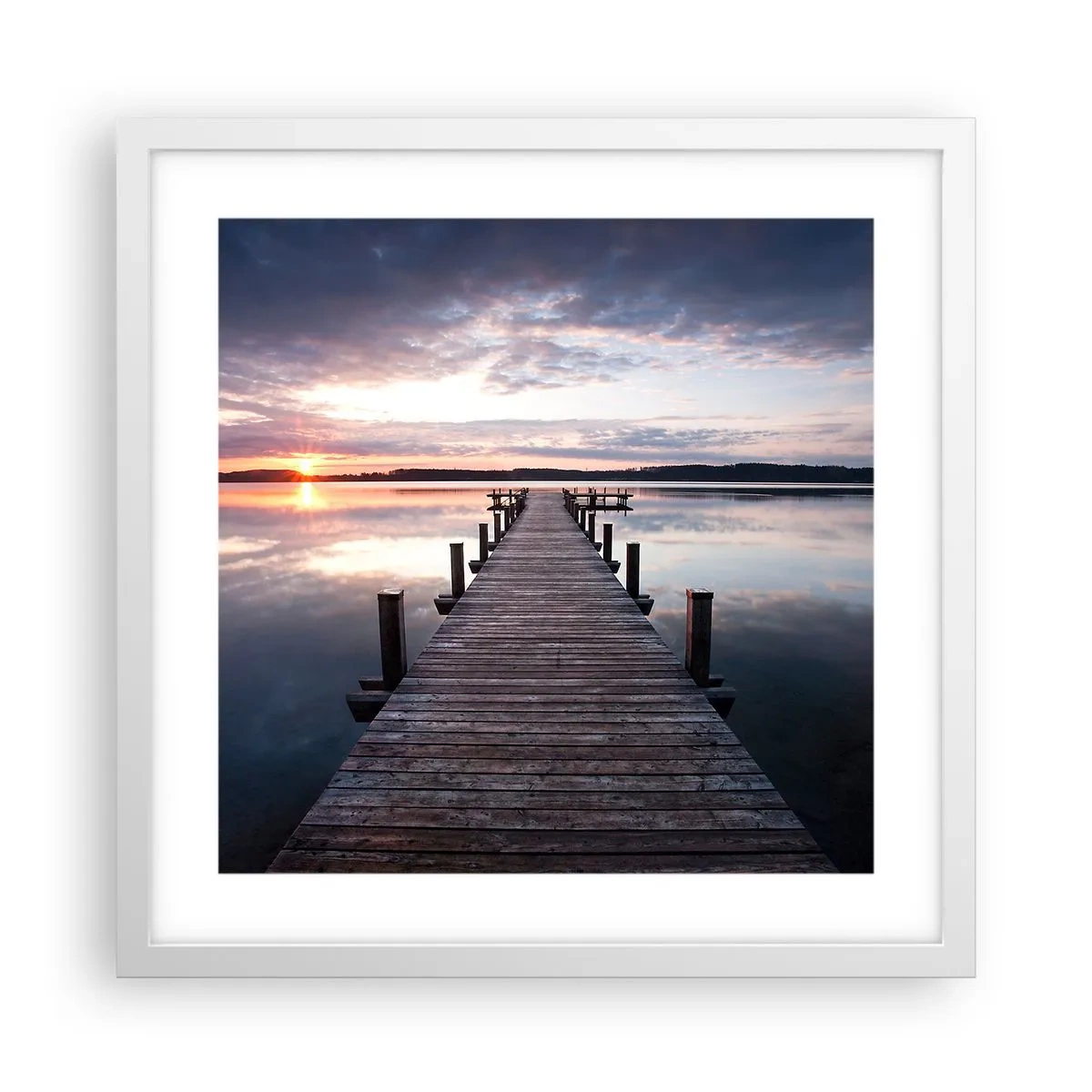 Poster in cornice bianca - Il silenzioso confine del giorno e della notte - 40x40 cm