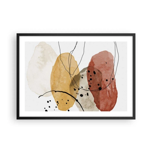 Poster in cornice nera - Macchie astratte nei toni del beige, giallo e rosso - 70x50cm - Come aria leggera e trasparente - Decorazione murale moderna per soggiorno e camera da letto ARTTOR