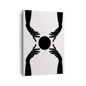 Quadro su tela - Stampe su Tela - Mani nere in una composizione simmetrica con una palla - 50x70cm - Segno misterioso - Decorazione murale moderna per soggiorno e camera da letto ARTTOR