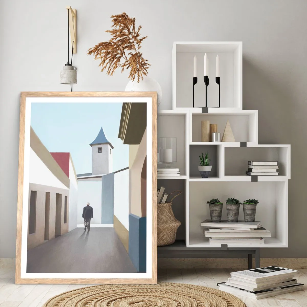 Poster in cornice rovere chiaro - Passeggiata assolata - 50x70 cm