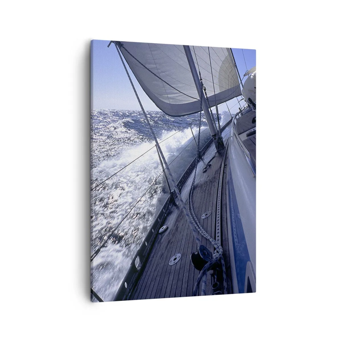 Quadro su tela - Stampe su Tela - Una barca a vela in un mare in tempesta con vele bianche e un ponte di legno. - 50x70cm - So cosa vuol dire volare - Decorazione murale moderna per soggiorno e camera da letto ARTTOR