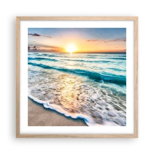 Poster in cornice rovere chiaro - Tramonto sul mare - 50x50 cm