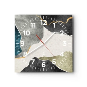 Orologio da parete - Orologio in Vetro - Composizione mosaico con filo d'oro - 40x40 cm