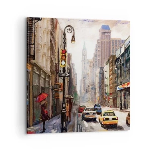 Quadro su tela - Stampe su Tela - New York: colorata anche sotto la pioggia - 60x60 cm