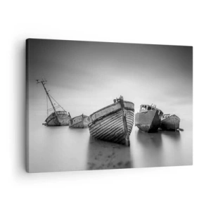 Quadro su tela - Stampe su Tela - Barche abbandonate in acque calme - 70x50cm - Sono solo ricordi... - Decorazione murale moderna per soggiorno e camera da letto ARTTOR