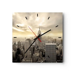 Orologio da parete - Orologio in Vetro - Panorama della città con vista sull'Empire State Building - 30x30cm - New York in grigio - Decorazione murale moderna per soggiorno e camera da letto ARTTOR