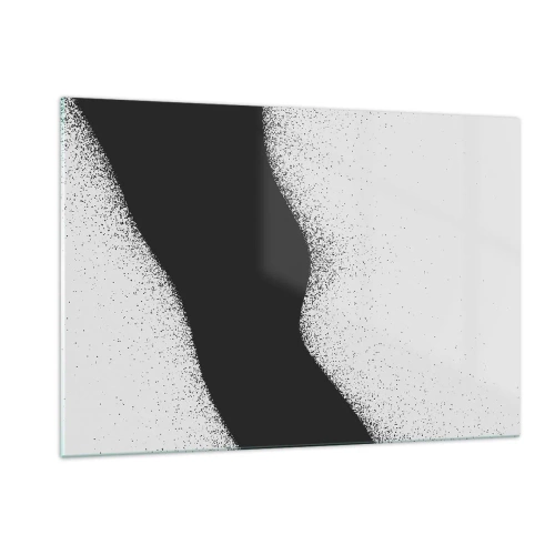 Quadro su vetro - Astrazione minimalista in bianco e nero con gradiente di punti - 120x80cm - Equilibrio fluido - Decorazione murale moderna per soggiorno e camera da letto ARTTOR