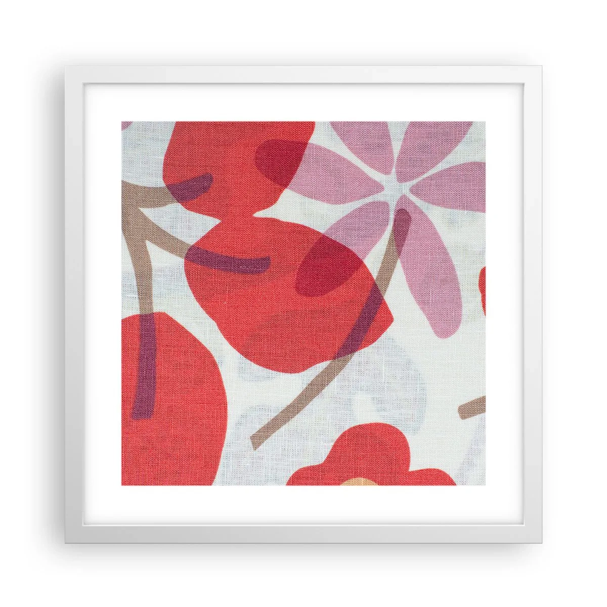 Poster in cornice bianca - Composizione di fiori in rosa - 40x40 cm