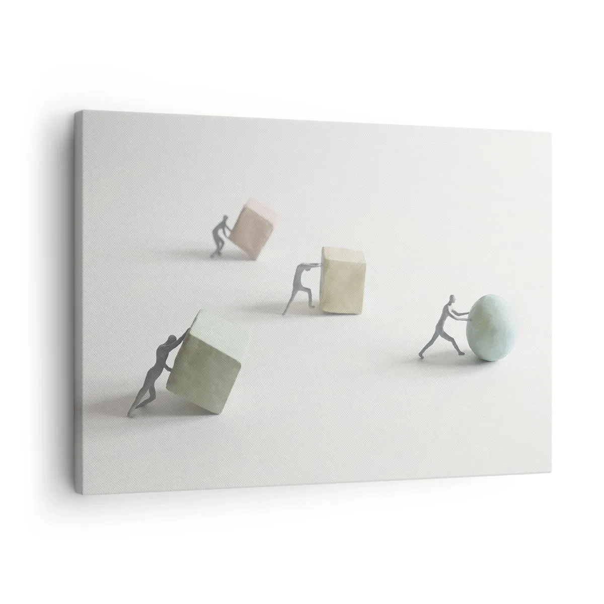 Quadro su tela - Stampe su Tela - Miniature che spingono forme su uno sfondo chiaro - 70x50cm - È la vita - Decorazione murale moderna per soggiorno e camera da letto ARTTOR
