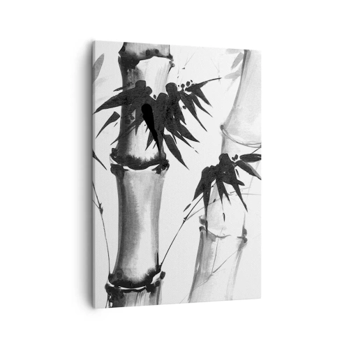 Quadro su tela - Stampe su Tela - Bambù acquerello in stile giapponese su sfondo bianco - 50x70cm - Particolare d'oriente - Decorazione murale moderna per soggiorno e camera da letto ARTTOR