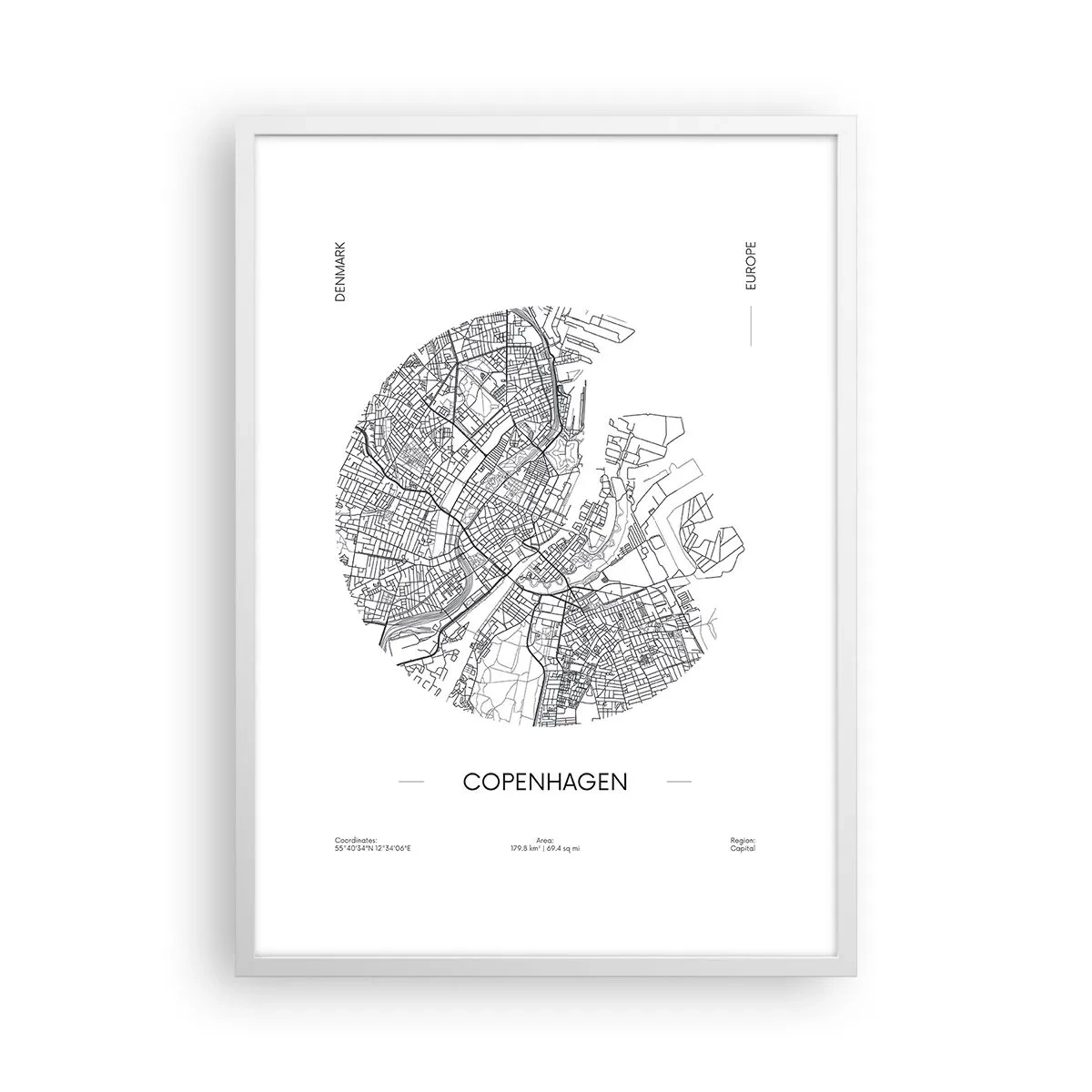 Poster in cornice bianca - Anatomia di Copenaghen - 50x70 cm