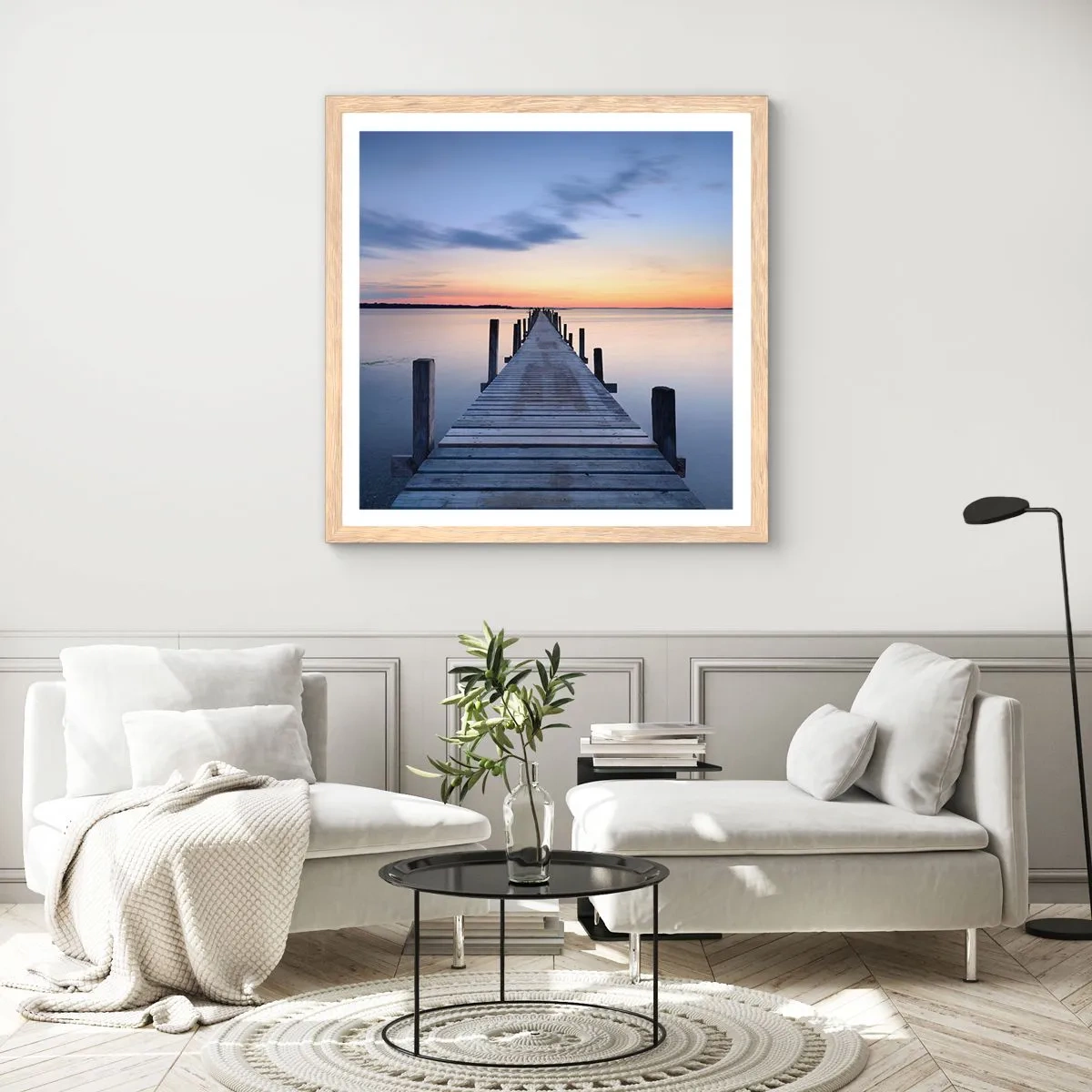 Poster in cornice rovere chiaro - La calma di un dolce tramonto - 30x30 cm