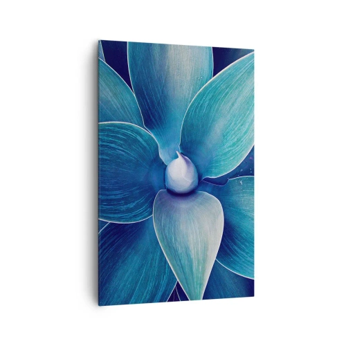 Quadro su tela - Stampe su Tela - Primo piano di un fiore astratto nei toni del blu - 80x120cm - Imbluito dal sole - Decorazione murale moderna per soggiorno e camera da letto ARTTOR