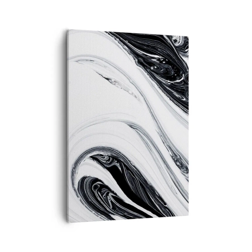 Quadro su tela - Stampe su Tela - Astrazione in bianco e nero con linee dinamiche e vortici - 50x70cm - L'unione degli opposti - Decorazione murale moderna per soggiorno e camera da letto ARTTOR