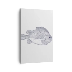 Quadro su tela - Stampe su Tela - Disegno in bianco e nero di un pesce su sfondo bianco in stile minimalista - 80x120cm - Nell'album del naturalista - Decorazione murale moderna per soggiorno e camera da letto ARTTOR