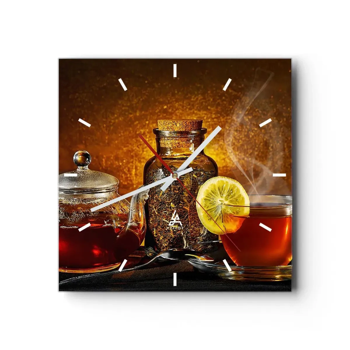 Orologio da parete - Orologio in Vetro - Tè in una brocca di vetro con limone e tè sfuso - 30x30cm - Nello stile dei maestri olandesi - Decorazione murale moderna per soggiorno e camera da letto ARTTOR