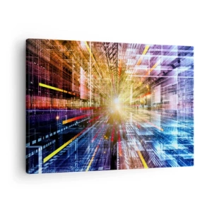 Quadro su tela - Stampe su Tela - Luci dinamiche in un corridoio futuristico - 70x50cm - Corridoio di luce - Decorazione murale moderna per soggiorno e camera da letto ARTTOR