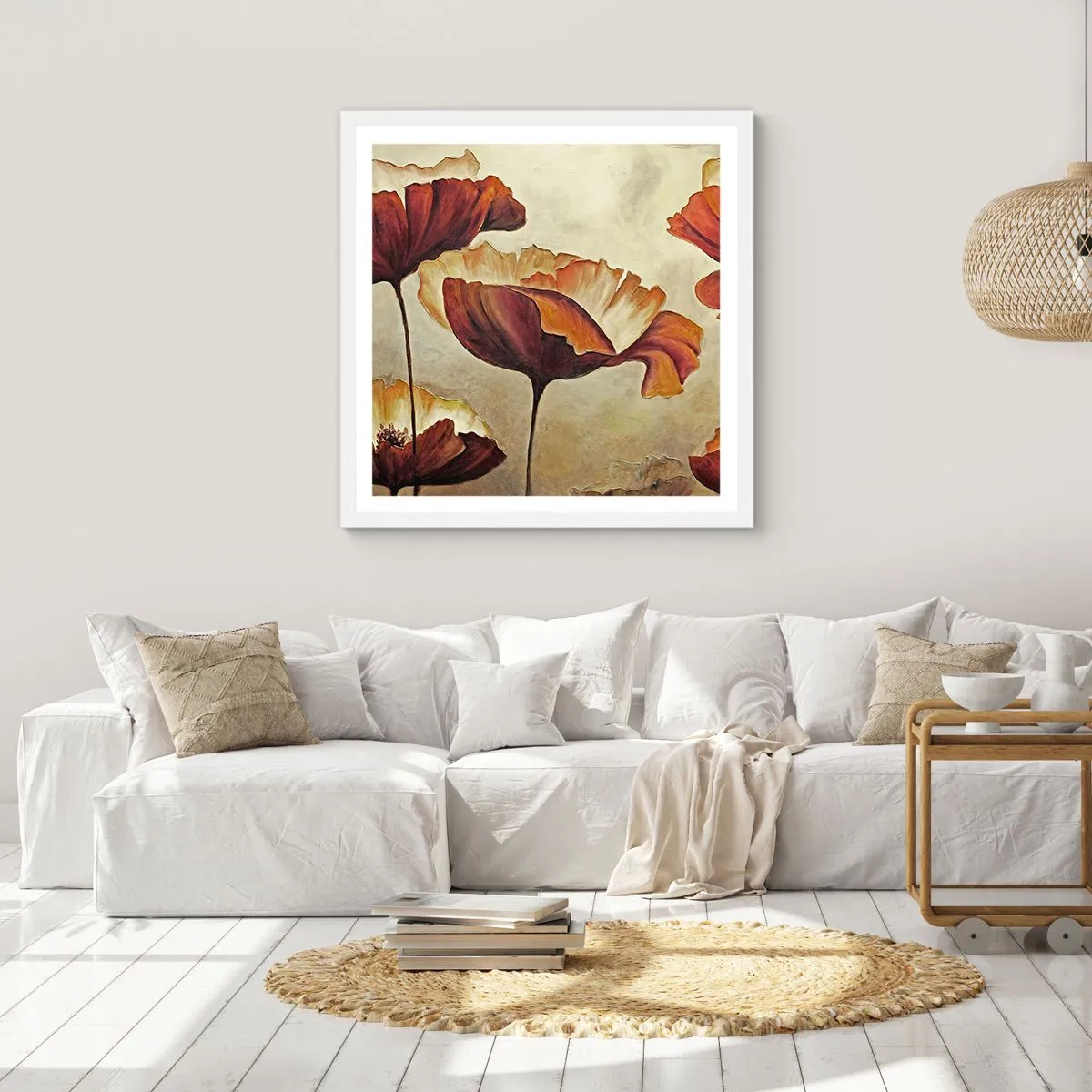 Poster in cornice bianca - Nei prati e nei campi - 30x30 cm