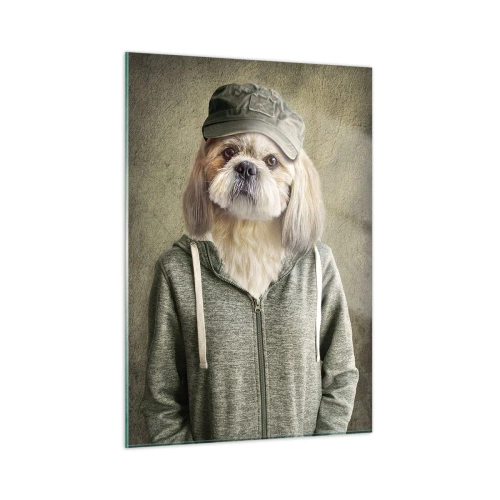 Quadro su vetro - Tre animali in vari stili, dall'elegante al casual - 50x70cm - Preferisco casual - Decorazione murale moderna per soggiorno e camera da letto ARTTOR