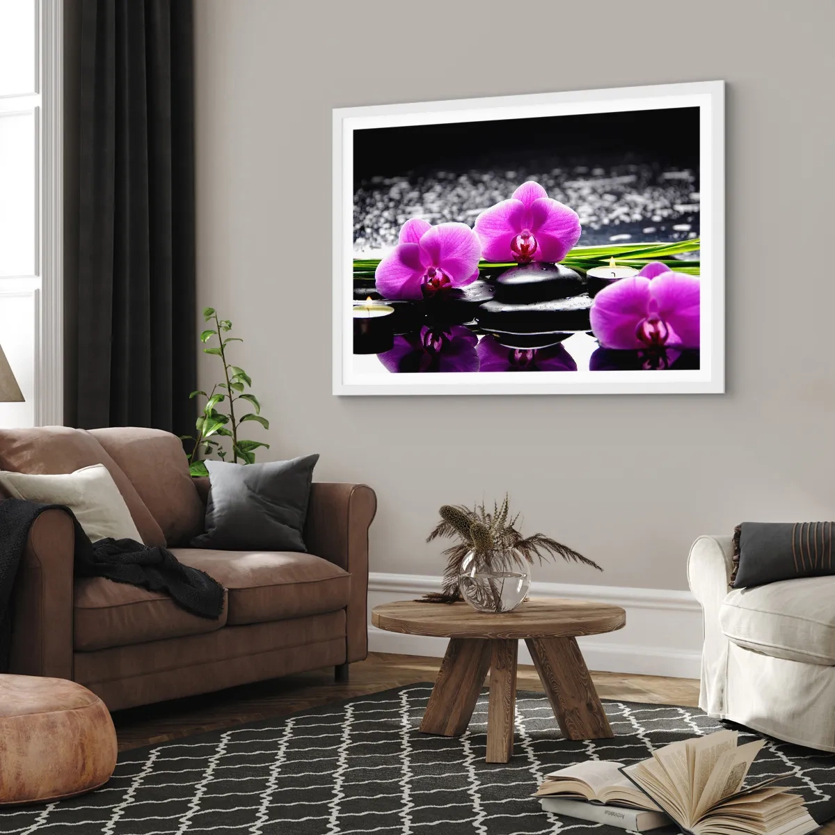 Poster in cornice bianca - Annegare nel silenzio e nella pace - 100x70 cm