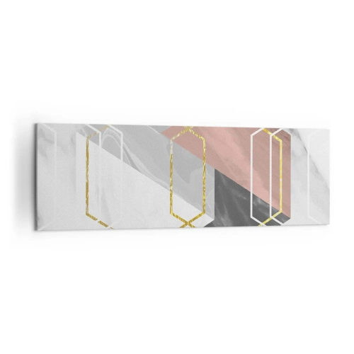 Quadro su tela - Stampe su Tela - Figure geometriche con accenti in oro e marmo - 160x50cm - Composizione a catena - Decorazione murale moderna per soggiorno e camera da letto ARTTOR