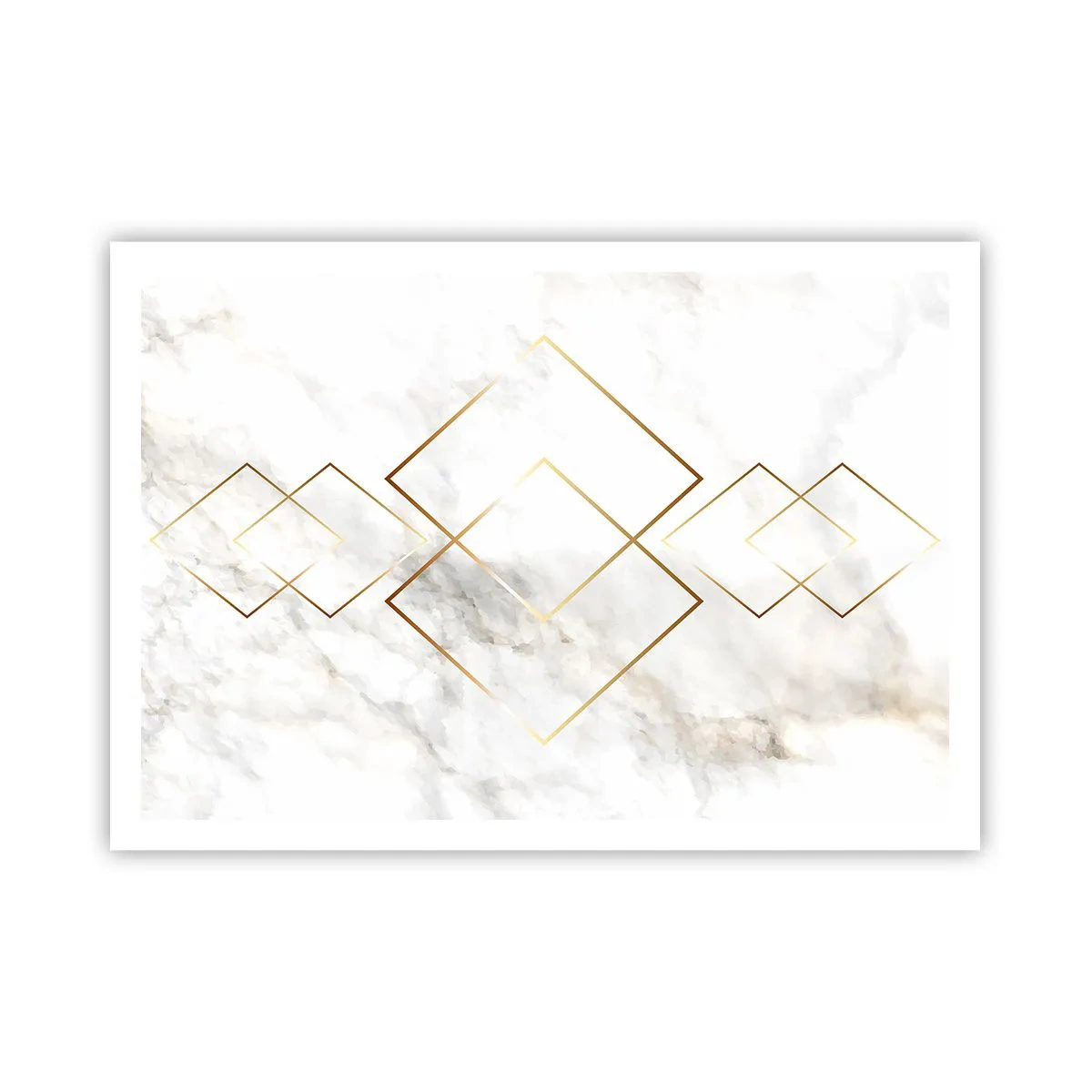 Poster - Rombi dorati minimalisti su uno sfondo di marmo - 100x70cm - Vista sull'infinito - Decorazione murale moderna per soggiorno e camera da letto ARTTOR