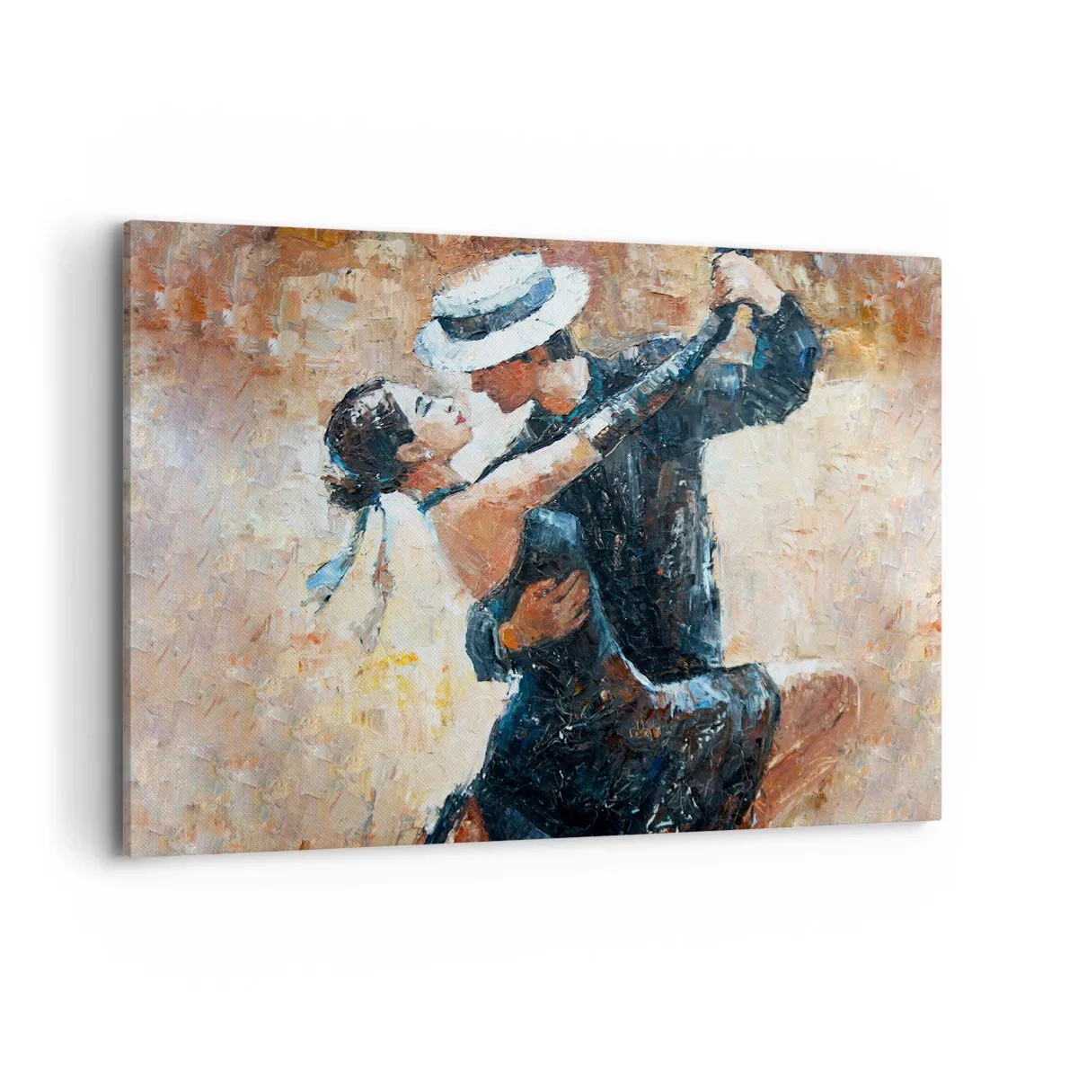 Quadro su tela - Stampe su Tela - Una coppia che balla il tango in uno stile romantico ed elegante - 100x70cm - Alla Rodolfo Valentino - Decorazione murale moderna per soggiorno e camera da letto ARTTOR