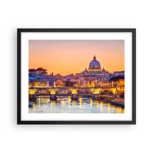Poster in cornice nera - Tramonto sulla Città Eterna - 50x40 cm