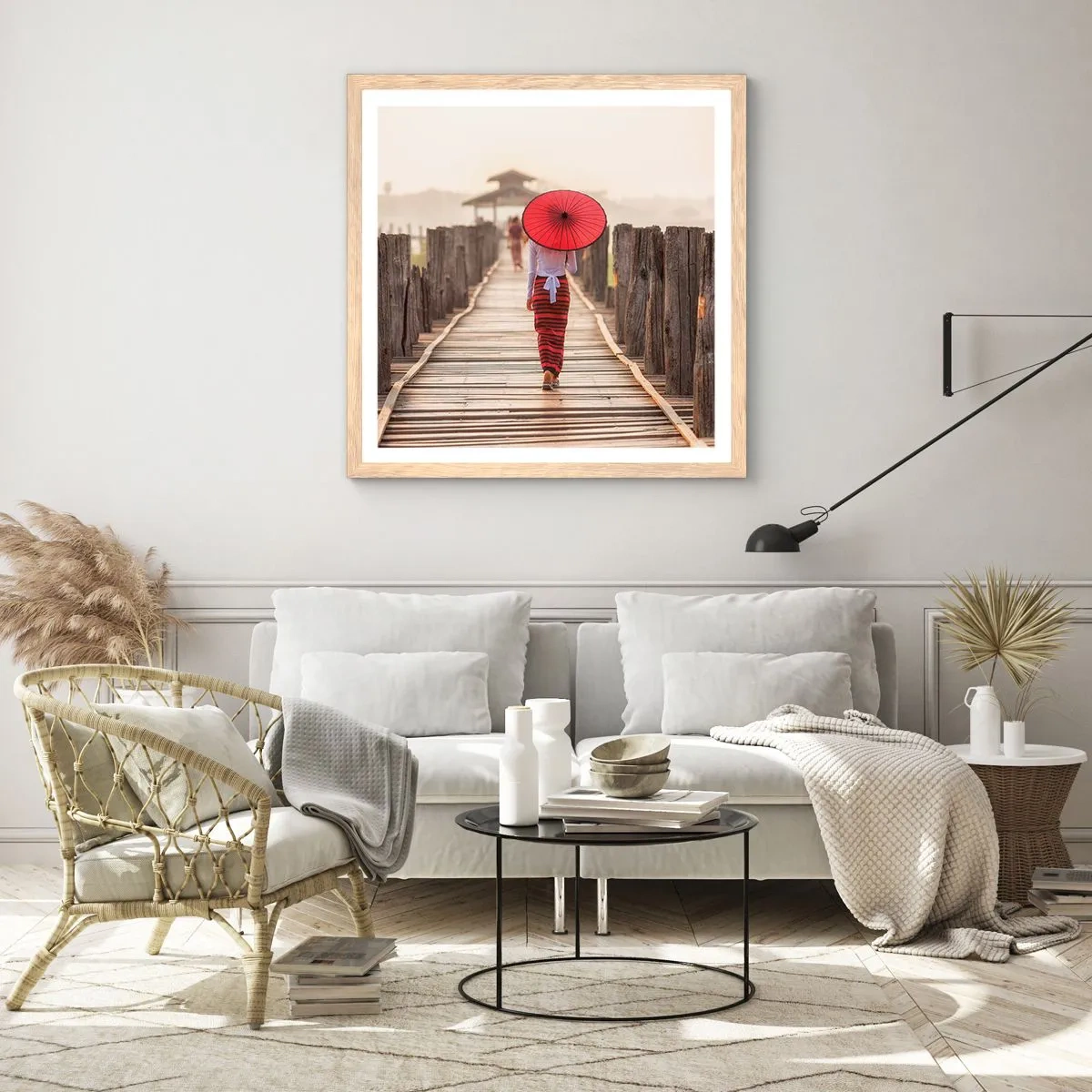 Poster in cornice rovere chiaro - Sul vecchio ponte - 30x30 cm