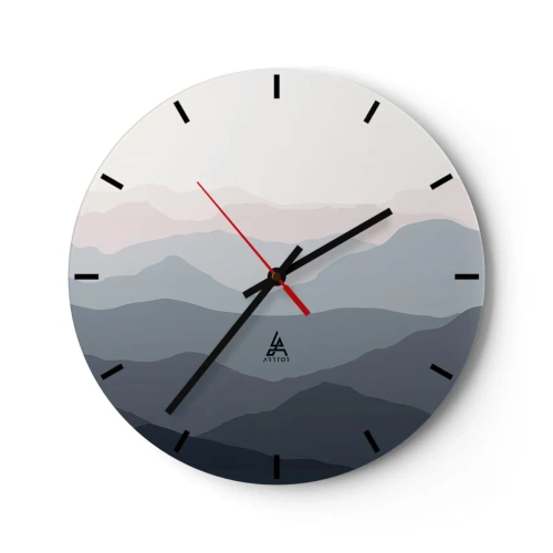 Orologio da parete - Orologio in Vetro - Le onde dei monti - 40x40 cm