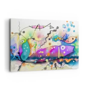 Quadro su tela - Stampe su Tela - Pesci astratti in una composizione colorata e surreale - 100x70cm - Senza parole! - Decorazione murale moderna per soggiorno e camera da letto ARTTOR