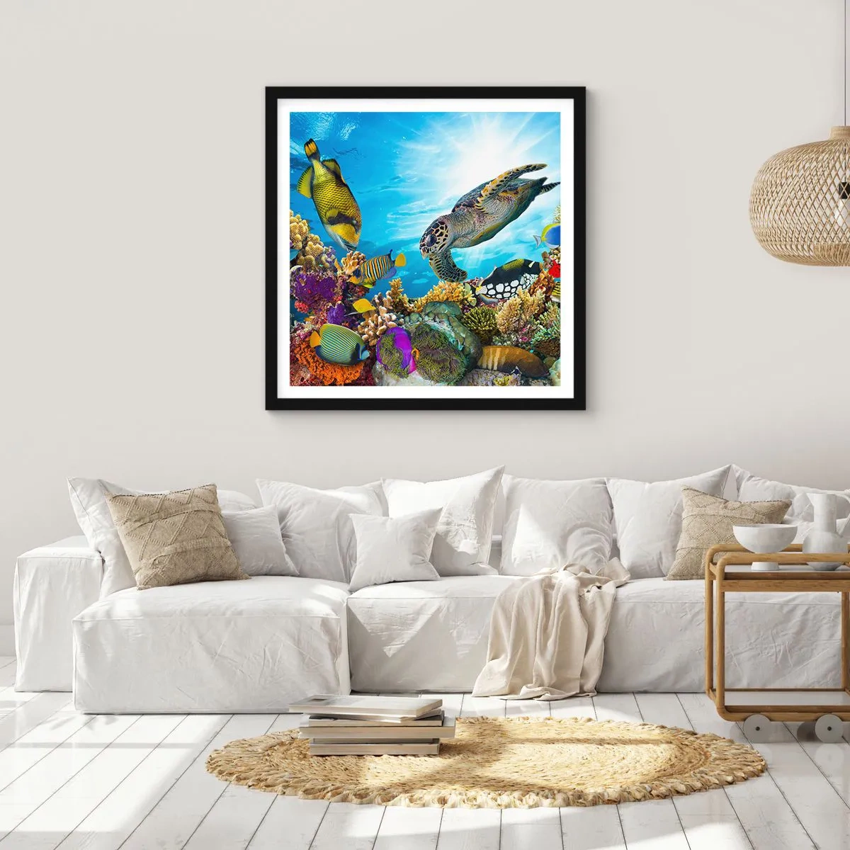 Poster in cornice nera - Passeggiata corallina - 60x60 cm