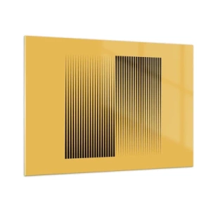 Quadro su vetro - Le linee verticali nere creano un'illusione geometrica - 100x70cm - La quadratura degli opposti - Decorazione murale moderna per soggiorno e camera da letto ARTTOR