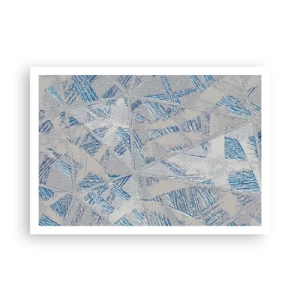 Poster - Motivi geometrici nelle tonalità del blu e del grigio - 100x70cm - Nel labirinto grigioblu - Decorazione murale moderna per soggiorno e camera da letto ARTTOR