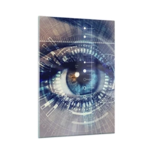 Quadro su vetro - Un occhio digitale con un tema futuristico di tecnologia e dati - 50x70cm - Credi di conoscermi - Decorazione murale moderna per soggiorno e camera da letto ARTTOR