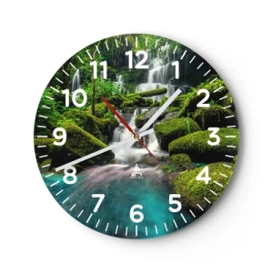 Orologio da parete - Orologio in Vetro - Turchese, zaffiro e argento liquido - 30x30 cm