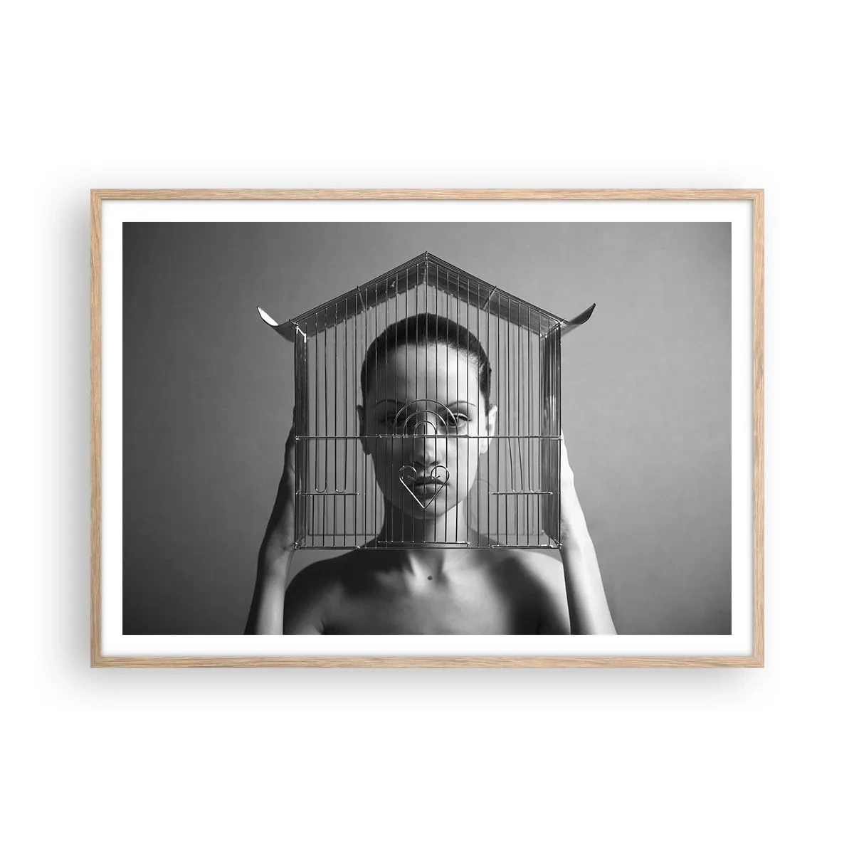 Poster in cornice rovere chiaro - Ritratto un po' surreale - 100x70 cm