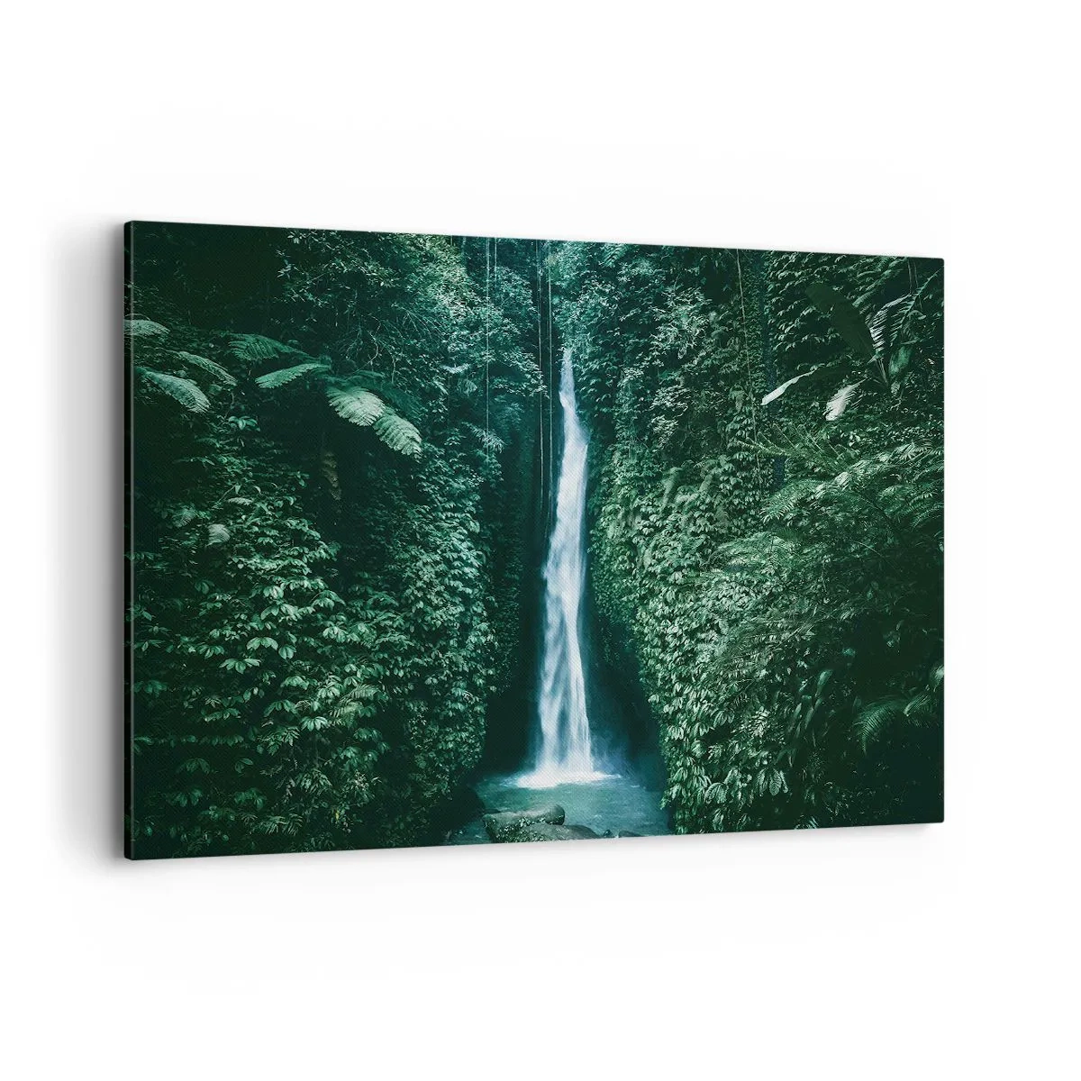 Quadro su tela - Stampe su Tela - Una cascata circondata da una fitta vegetazione tropicale - 100x70cm - Terme tropicali - Decorazione murale moderna per soggiorno e camera da letto ARTTOR