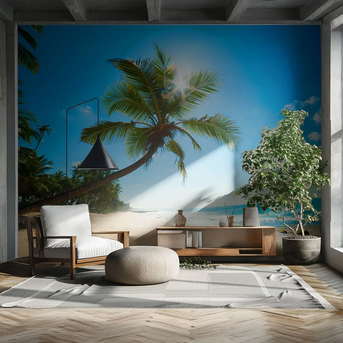 Fotomurali Premium Canvas - Non farlo vedere a nessuno - Paesaggio, Spiaggia, Palma da cocco - 150x105 cm
