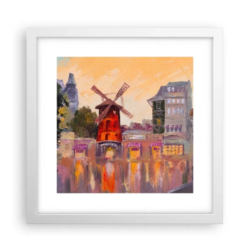 Poster in cornice bianca - Le icone di Parigi: il Moulin Rouge - 30x30 cm