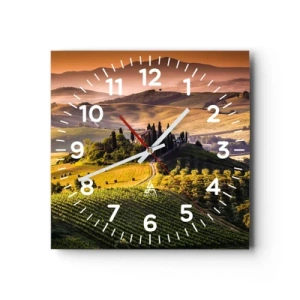 Orologio da parete - Orologio in Vetro - Arcadia: paesaggio toscano - 30x30 cm