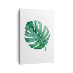 Quadro su tela - Stampe su Tela - Foglia di monstera verde in stile minimalista - 70x100cm - Concetto verde - Decorazione murale moderna per soggiorno e camera da letto ARTTOR