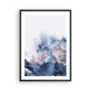 Poster in cornice nera - Montagne astratte nelle tonalità del blu - 50x70cm - Queste si che sono cime! - Decorazione murale moderna per soggiorno e camera da letto ARTTOR