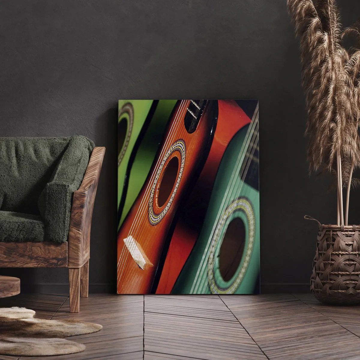 Quadro su tela - Stampe su Tela - Chitarre colorate in diverse tonalità disposte in fila - 50x70cm - La chitarra ha molti colori - Decorazione murale moderna per soggiorno e camera da letto ARTTOR