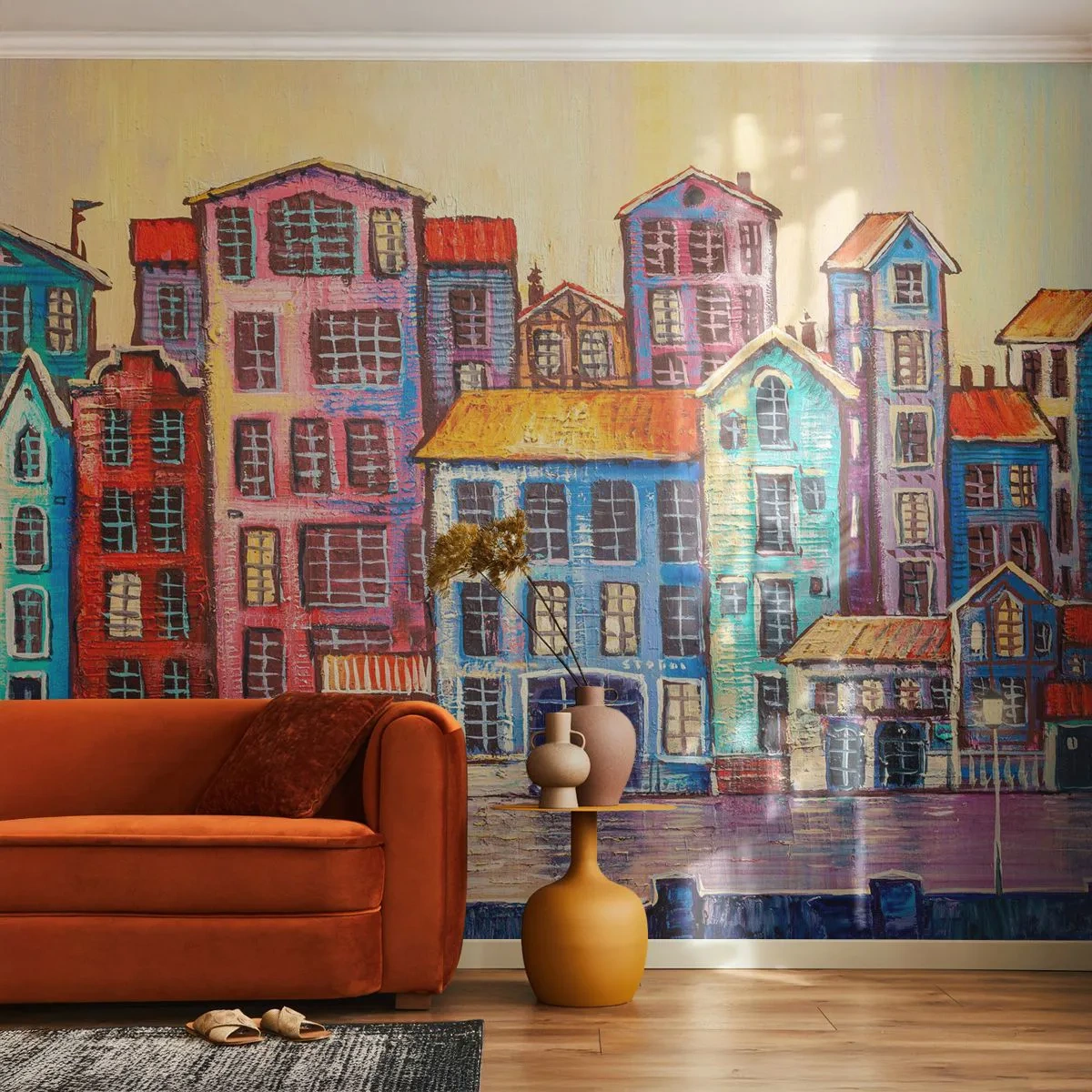 Fotomurali Autoadesivo Deluxe Sticker - Una città da favola - Pezzo, Case popolari, Città - 250x175 cm