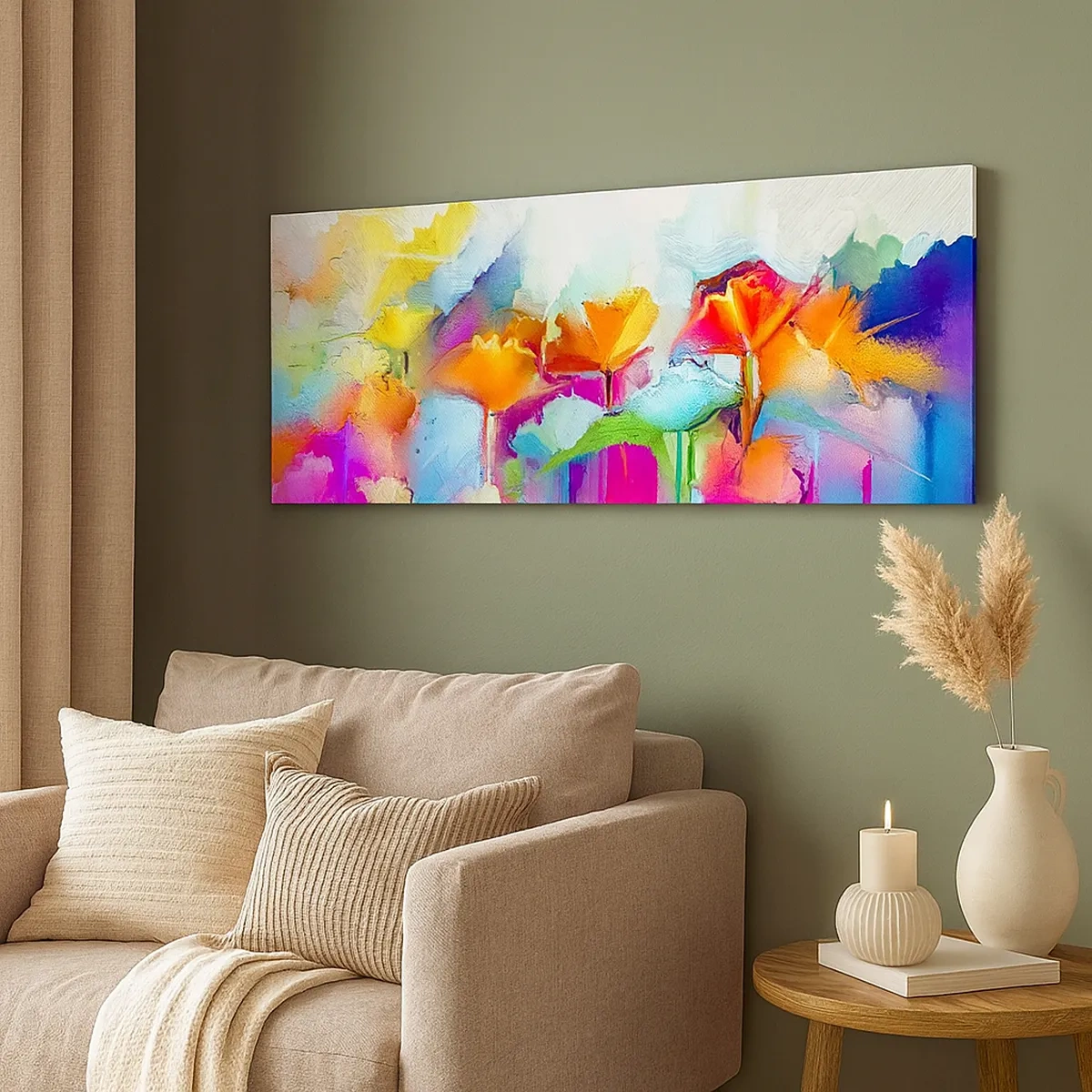 Quadro su tela - Stampe su Tela - L'arcobaleno è fiorito - 30x30 cm